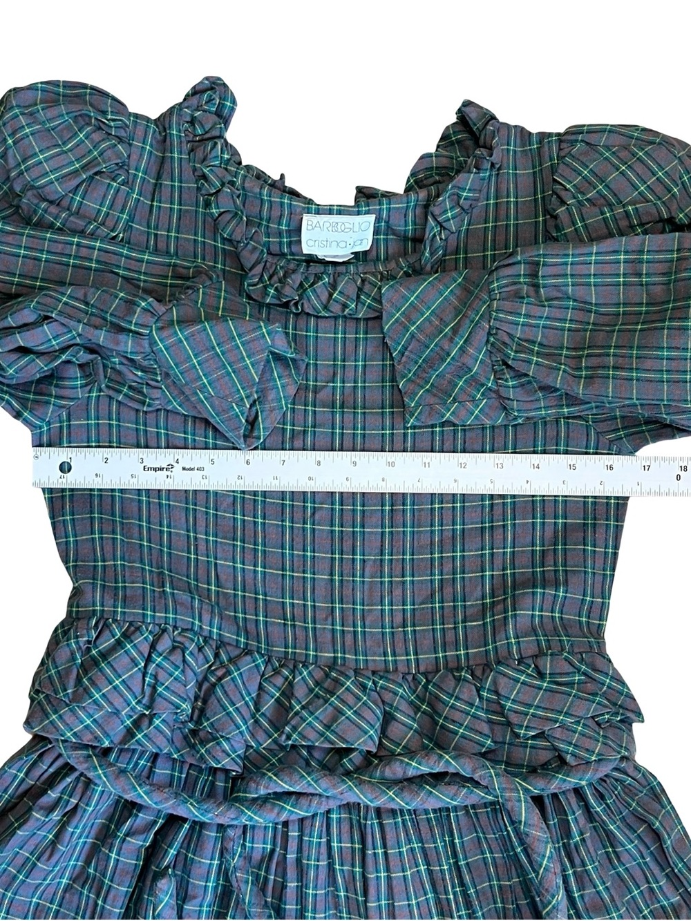 Barboglio Cristina Jan Vintage 80s S Plaid Prairie Dress Ruffle Cotton Flannel - Picture 14 of 16